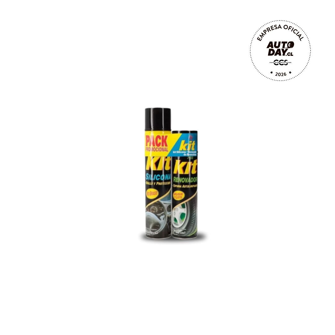 kit silicona + Renovador de gomas Aerosol para autos (2 unidades de 420cc/360cc