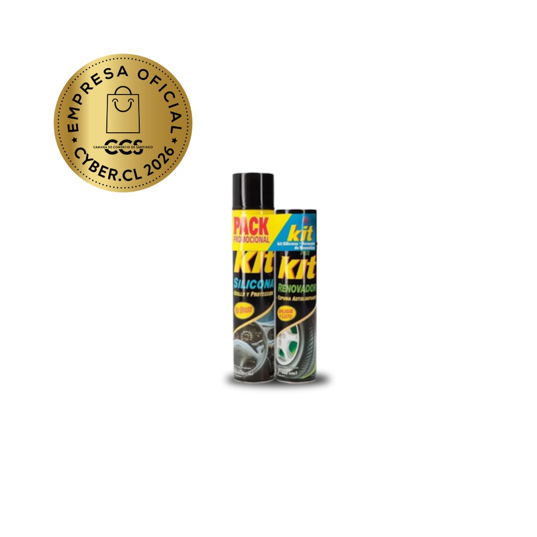 kit silicona + Renovador de gomas Aerosol para autos (2 unidades de 420cc/360cc